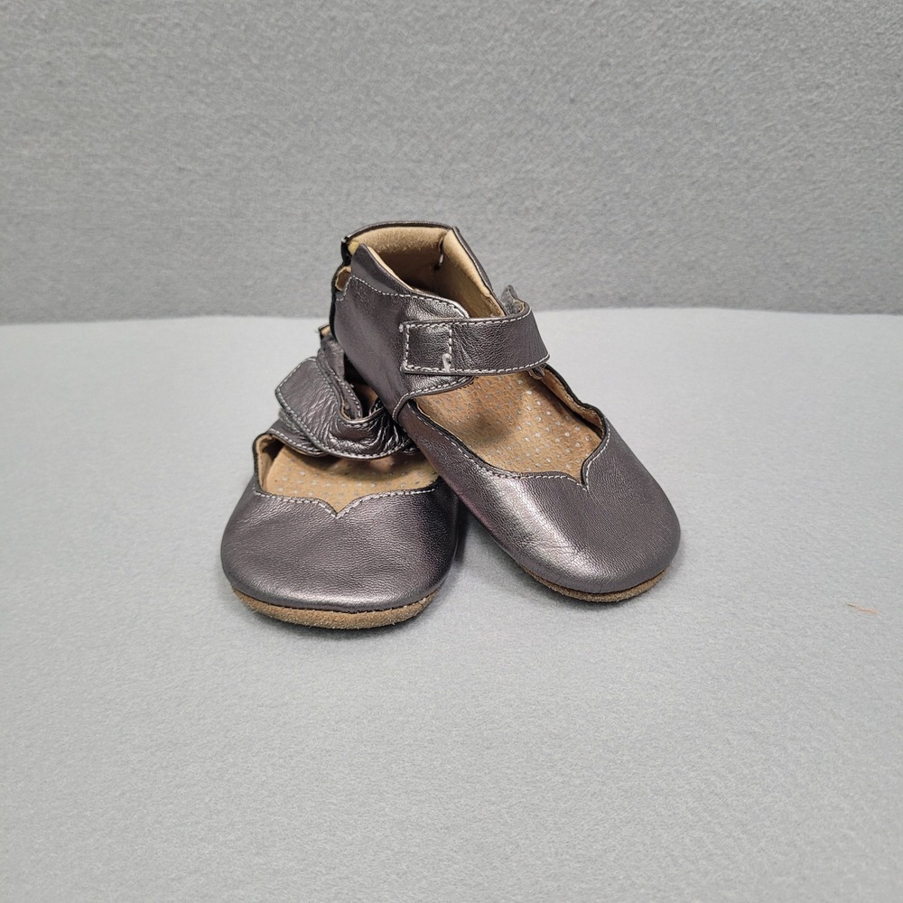 Livie & Luca Silver Metallic Leather Mary Jane Shoes 12-18 Months 596 05 2017